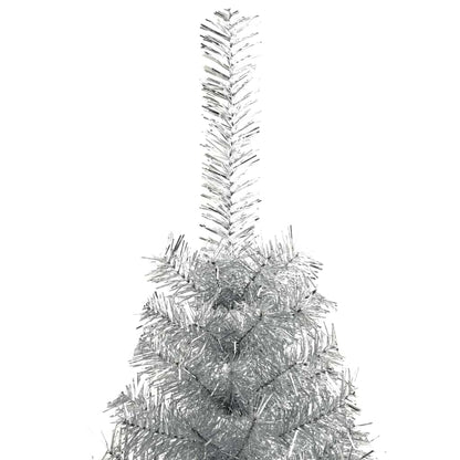vidaXL Künstlicher vorbeleuchteter Weihnachtsbaum Silber 180 cm PET