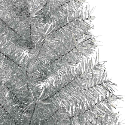 vidaXL Künstlicher vorbeleuchteter Weihnachtsbaum Silber 180 cm PET