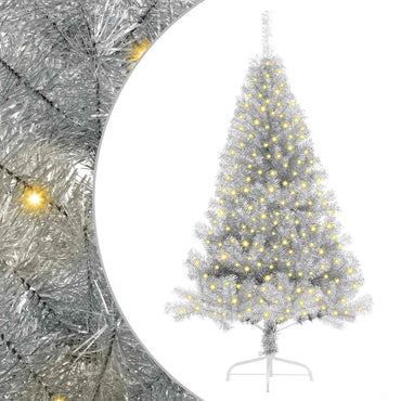 vidaXL Künstlicher vorbeleuchteter Weihnachtsbaum Silber 180 cm PET