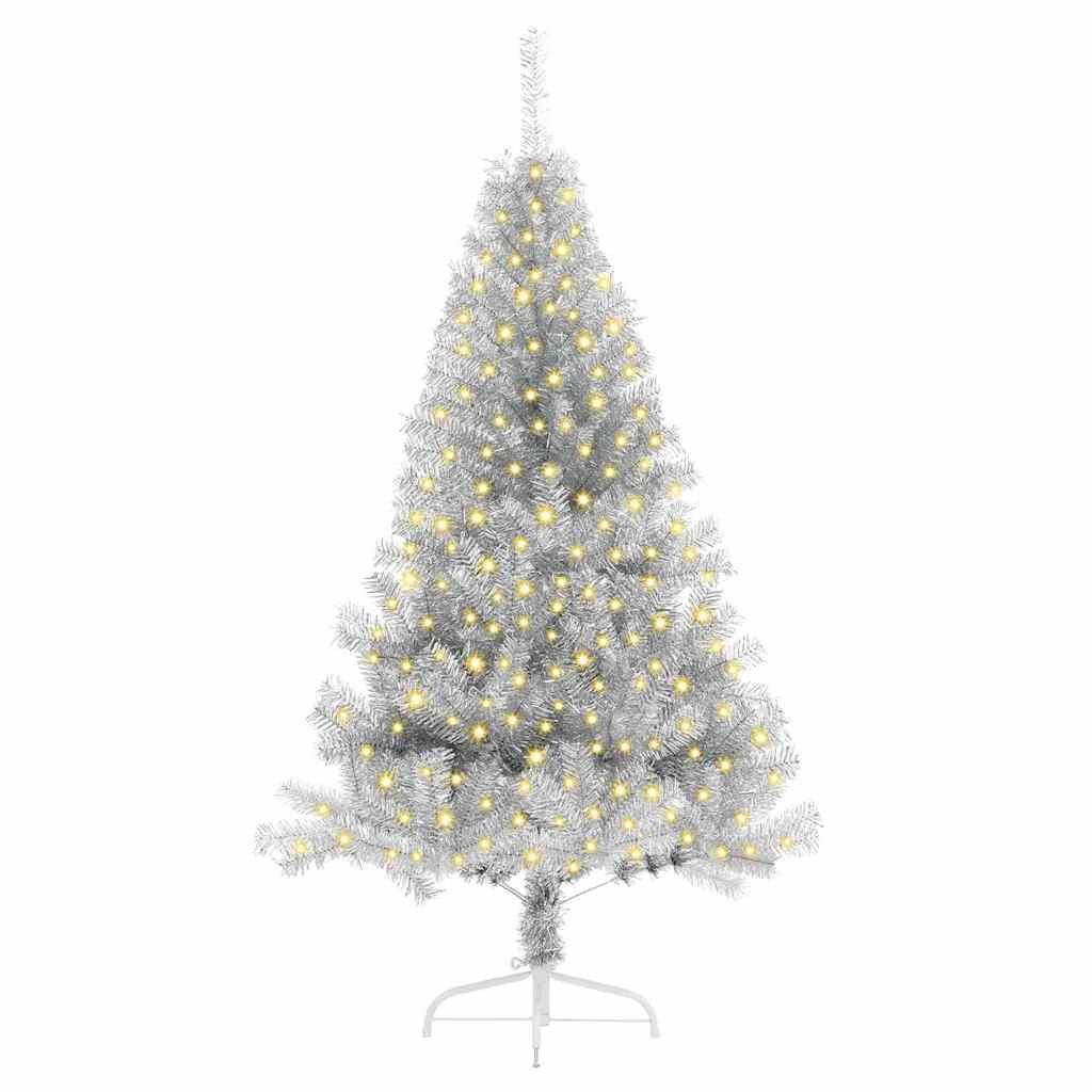 vidaXL Künstlicher vorbeleuchteter Weihnachtsbaum Silber 180 cm PET