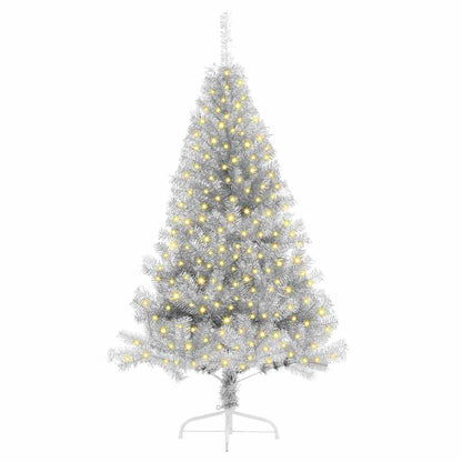vidaXL Künstlicher vorbeleuchteter Weihnachtsbaum Silber 180 cm PET