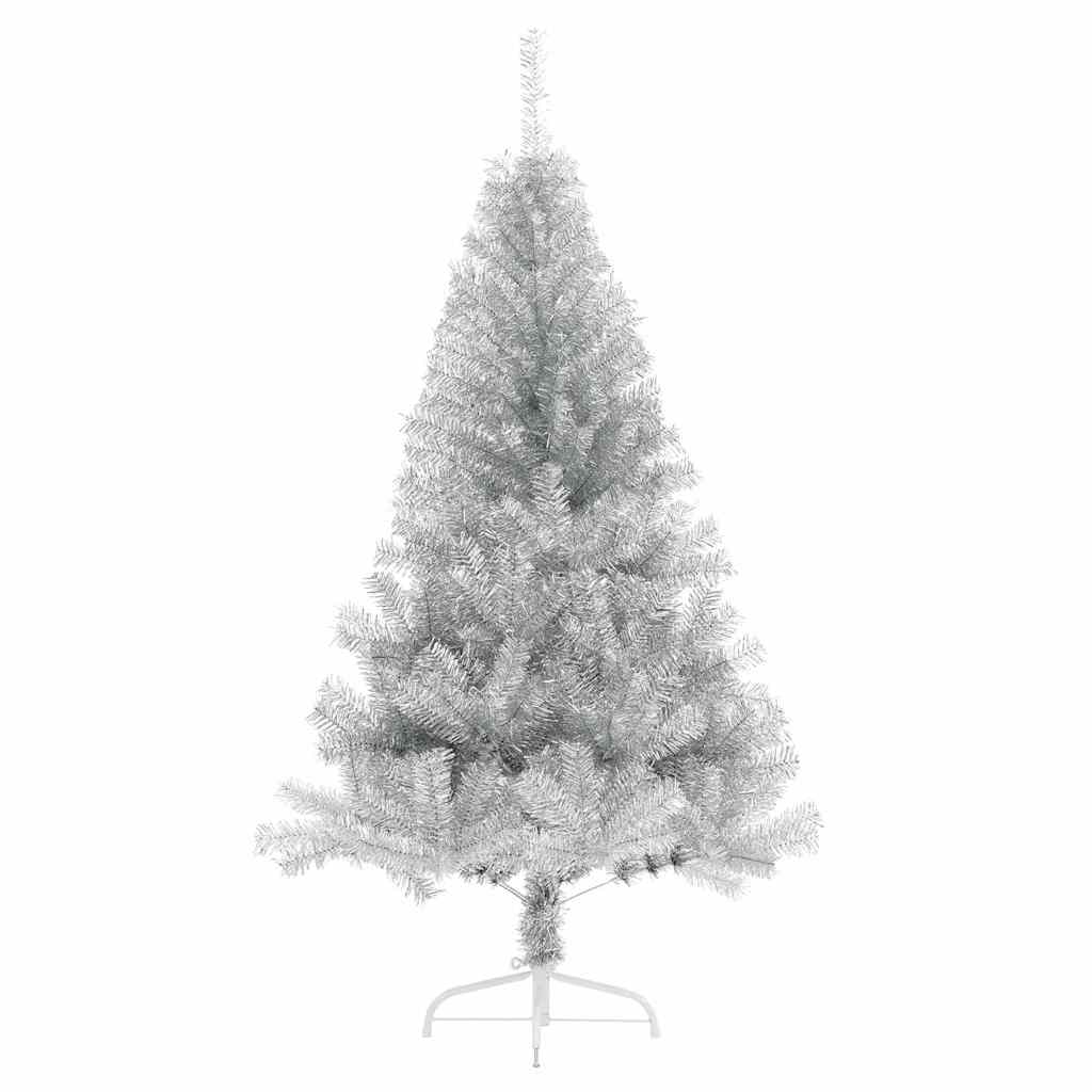 vidaXL Künstlicher vorbeleuchteter Weihnachtsbaum Silber 180 cm PET