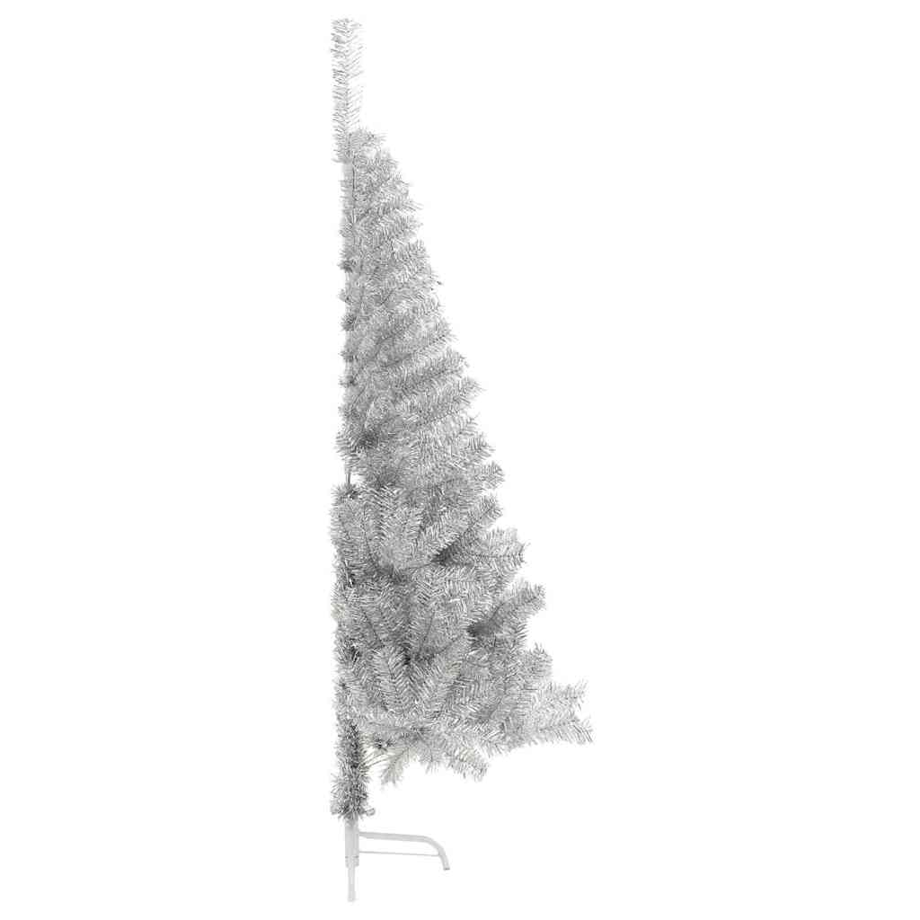 vidaXL Künstlicher vorbeleuchteter Weihnachtsbaum Silber 180 cm PET