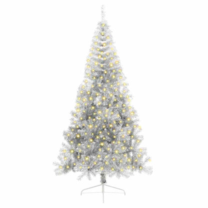 Künstlicher vorbeleuchteter Weihnachtsbaum Silber 210 cm PET