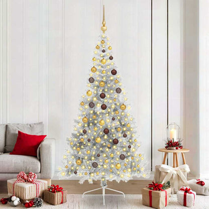 vidaXL Künstlicher vorbeleuchteter Weihnachtsbaum Silber 210 cm PET