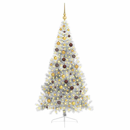 vidaXL Künstlicher vorbeleuchteter Weihnachtsbaum Silber 210 cm PET