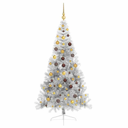 vidaXL Künstlicher vorbeleuchteter Weihnachtsbaum Silber 210 cm PET