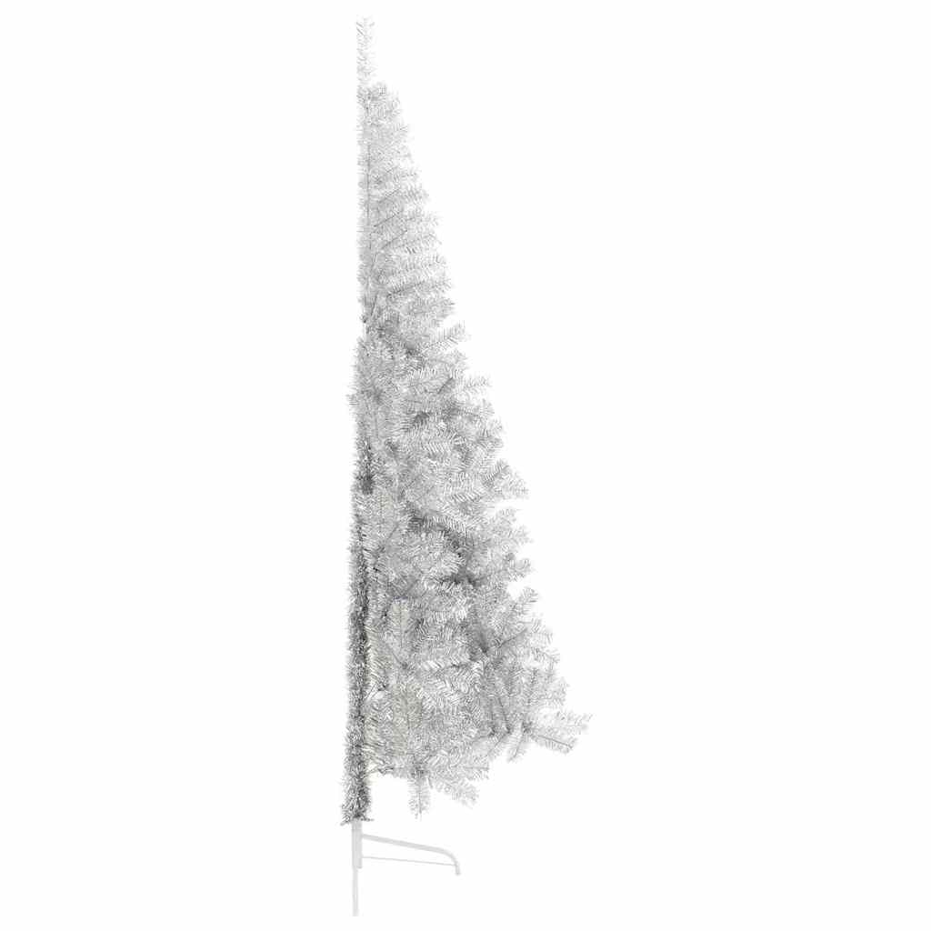 vidaXL Künstlicher vorbeleuchteter Weihnachtsbaum Silber 210 cm PET