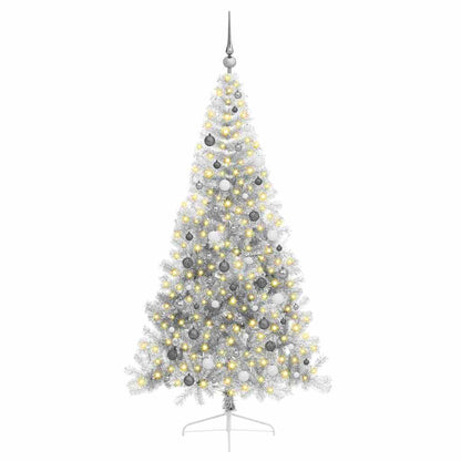 vidaXL Künstlicher vorbeleuchteter Weihnachtsbaum Silber 210 cm PET