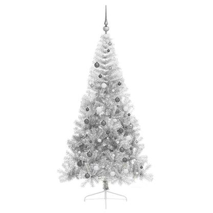 vidaXL Künstlicher vorbeleuchteter Weihnachtsbaum Silber 210 cm PET