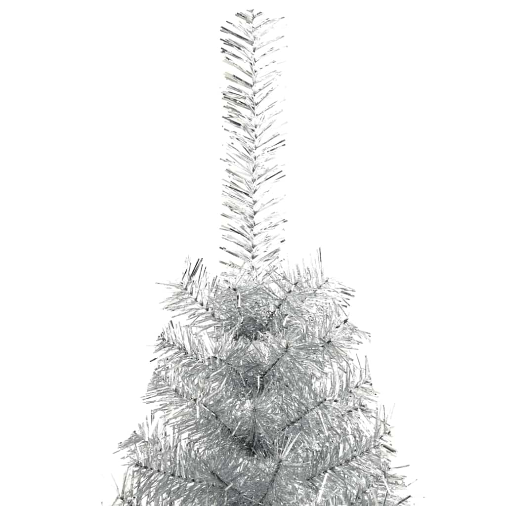 vidaXL Künstlicher vorbeleuchteter Weihnachtsbaum Silber 210 cm PET
