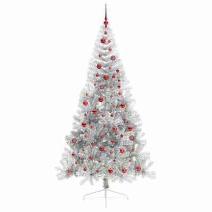 vidaXL Künstlicher vorbeleuchteter Weihnachtsbaum Silber 210 cm PET