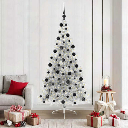 vidaXL Künstlicher vorbeleuchteter Weihnachtsbaum Silber 210 cm PET