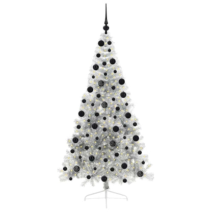vidaXL Künstlicher vorbeleuchteter Weihnachtsbaum Silber 210 cm PET