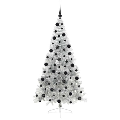 vidaXL Künstlicher vorbeleuchteter Weihnachtsbaum Silber 210 cm PET