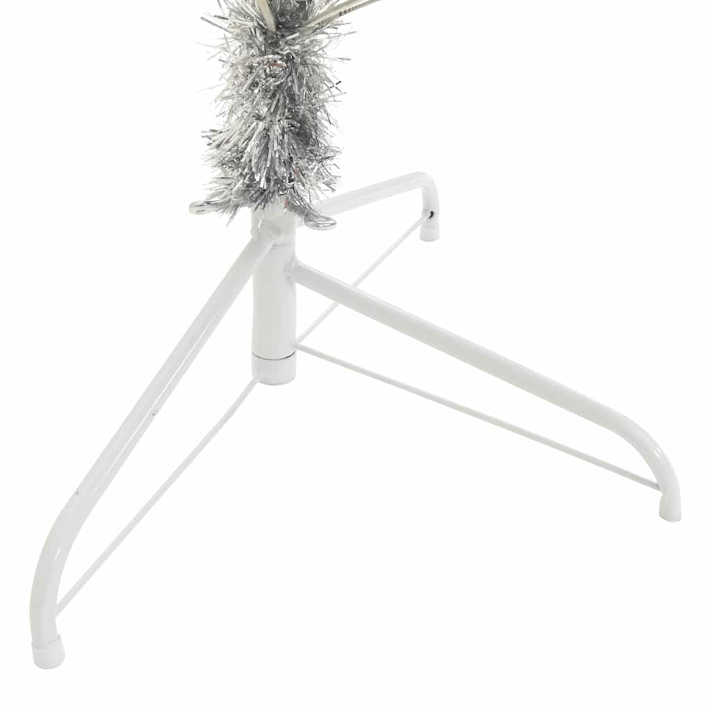 vidaXL Künstlicher vorbeleuchteter Weihnachtsbaum Silber 210 cm PET