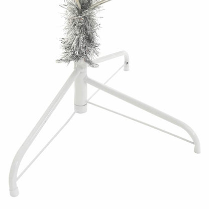vidaXL Künstlicher vorbeleuchteter Weihnachtsbaum Silber 210 cm PET
