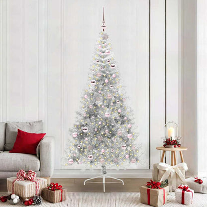 vidaXL Künstlicher vorbeleuchteter Weihnachtsbaum Silber 210 cm PET