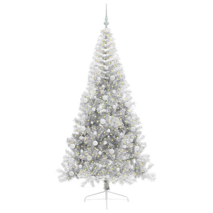 vidaXL Künstlicher vorbeleuchteter Weihnachtsbaum Silber 210 cm PET