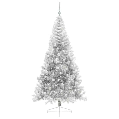 vidaXL Künstlicher vorbeleuchteter Weihnachtsbaum Silber 210 cm PET