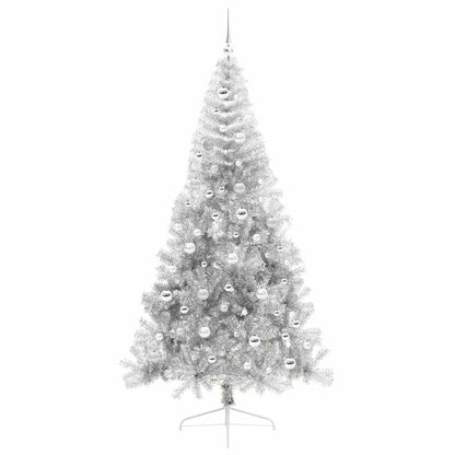 Künstlicher vorbeleuchteter Weihnachtsbaum Silber 210 cm PET