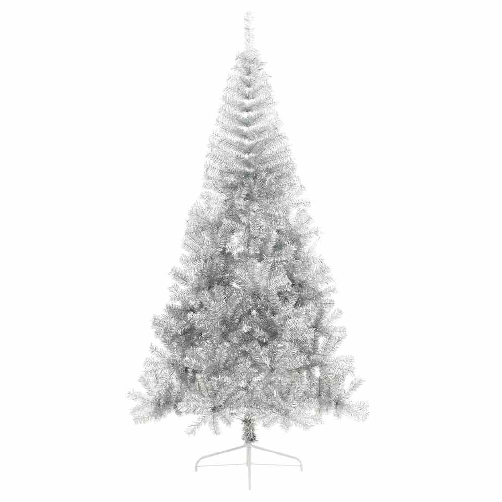 vidaXL Künstlicher vorbeleuchteter Weihnachtsbaum Silber 210 cm PET
