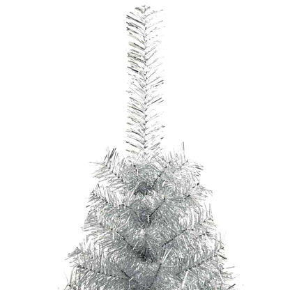 vidaXL Künstlicher vorbeleuchteter Weihnachtsbaum Silber 210 cm PET