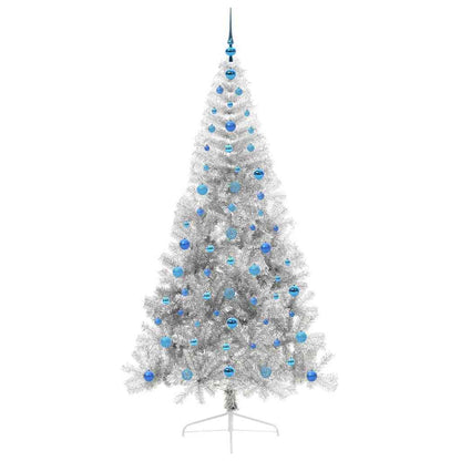 vidaXL Künstlicher vorbeleuchteter Weihnachtsbaum Silber 210 cm PET
