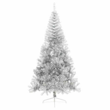 vidaXL Künstlicher vorbeleuchteter Weihnachtsbaum Silber 210 cm PET