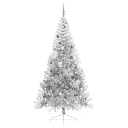 vidaXL Künstlicher vorbeleuchteter Weihnachtsbaum Silber 240 cm PET