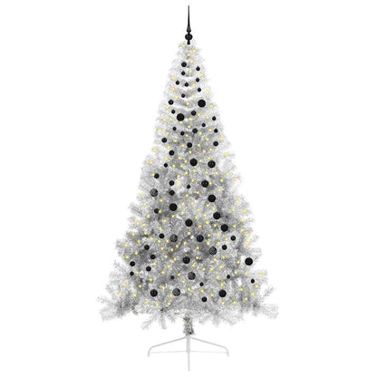 Künstlicher vorbeleuchteter Weihnachtsbaum Silber 240 cm PET