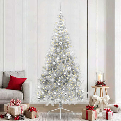 vidaXL Künstlicher vorbeleuchteter Weihnachtsbaum Silber 240 cm PET