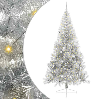 vidaXL Künstlicher vorbeleuchteter Weihnachtsbaum Silber 240 cm PET