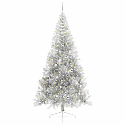 vidaXL Künstlicher vorbeleuchteter Weihnachtsbaum Silber 240 cm PET