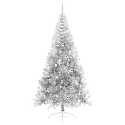 vidaXL Künstlicher vorbeleuchteter Weihnachtsbaum Silber 240 cm PET