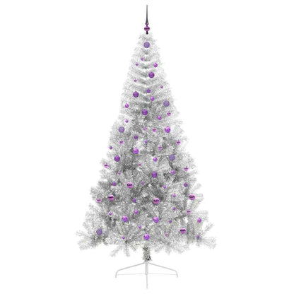 Künstlicher vorbeleuchteter Weihnachtsbaum Silber 240 cm PET