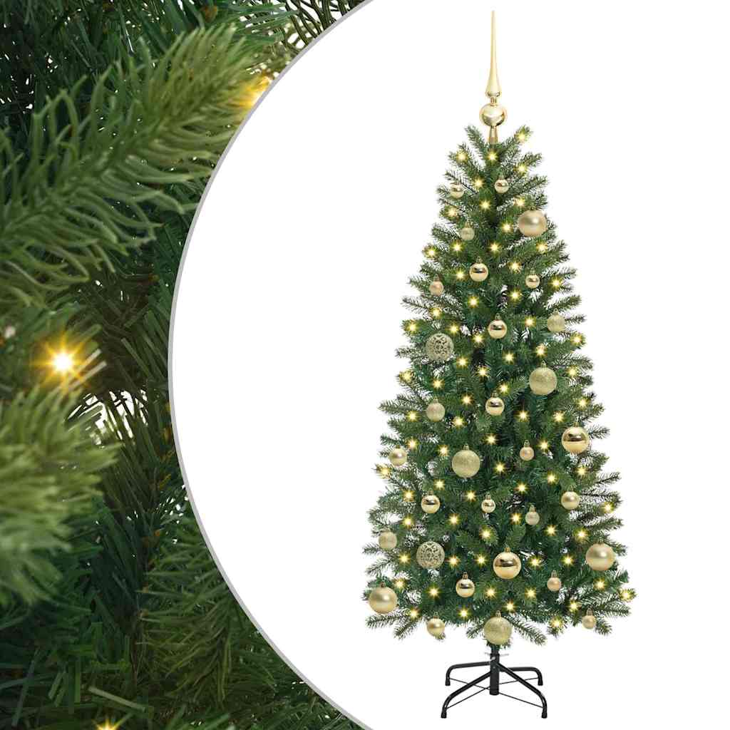 vidaXL Künstlicher Weihnachtsbaum mit 150 LEDs Grün 120 cm PE und PVC