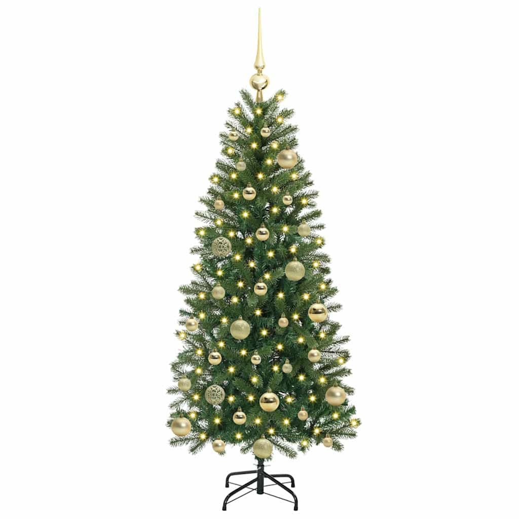 vidaXL Künstlicher Weihnachtsbaum mit 150 LEDs Grün 120 cm PE und PVC