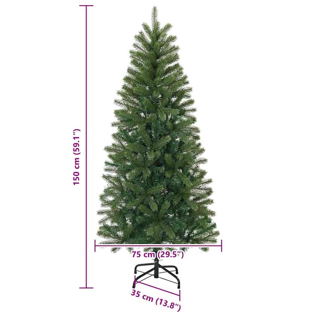 vidaXL Künstlicher Weihnachtsbaum mit 150 LEDs Grün 150 cm PE und PVC