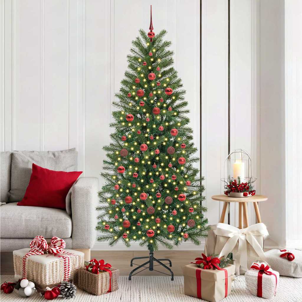 vidaXL Künstlicher Weihnachtsbaum mit 300 LEDs Grün 180 cm PE und PVC