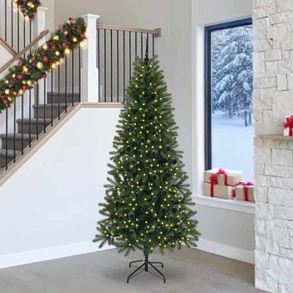 vidaXL Künstlicher Weihnachtsbaum mit 300 LEDs Grün 240 cm PE und PVC