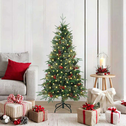vidaXL Künstlicher klappbarer Weihnachtsbaum Grün 150 cm PE und PVC