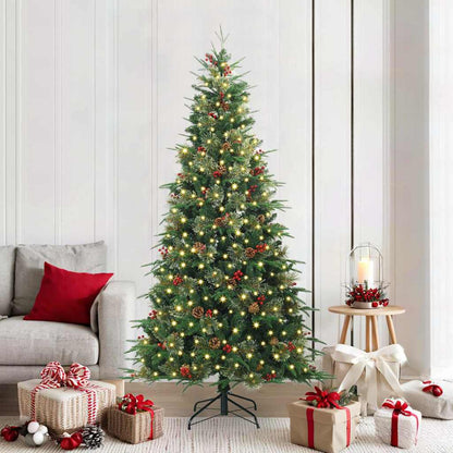 vidaXL Künstlicher klappbarer Weihnachtsbaum Grün 210 cm PE und PVC