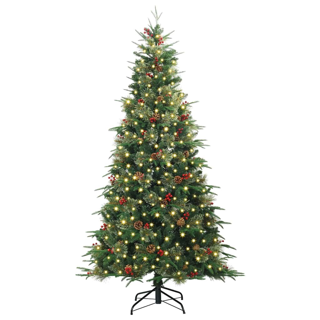 vidaXL Künstlicher klappbarer Weihnachtsbaum Grün 210 cm PE und PVC