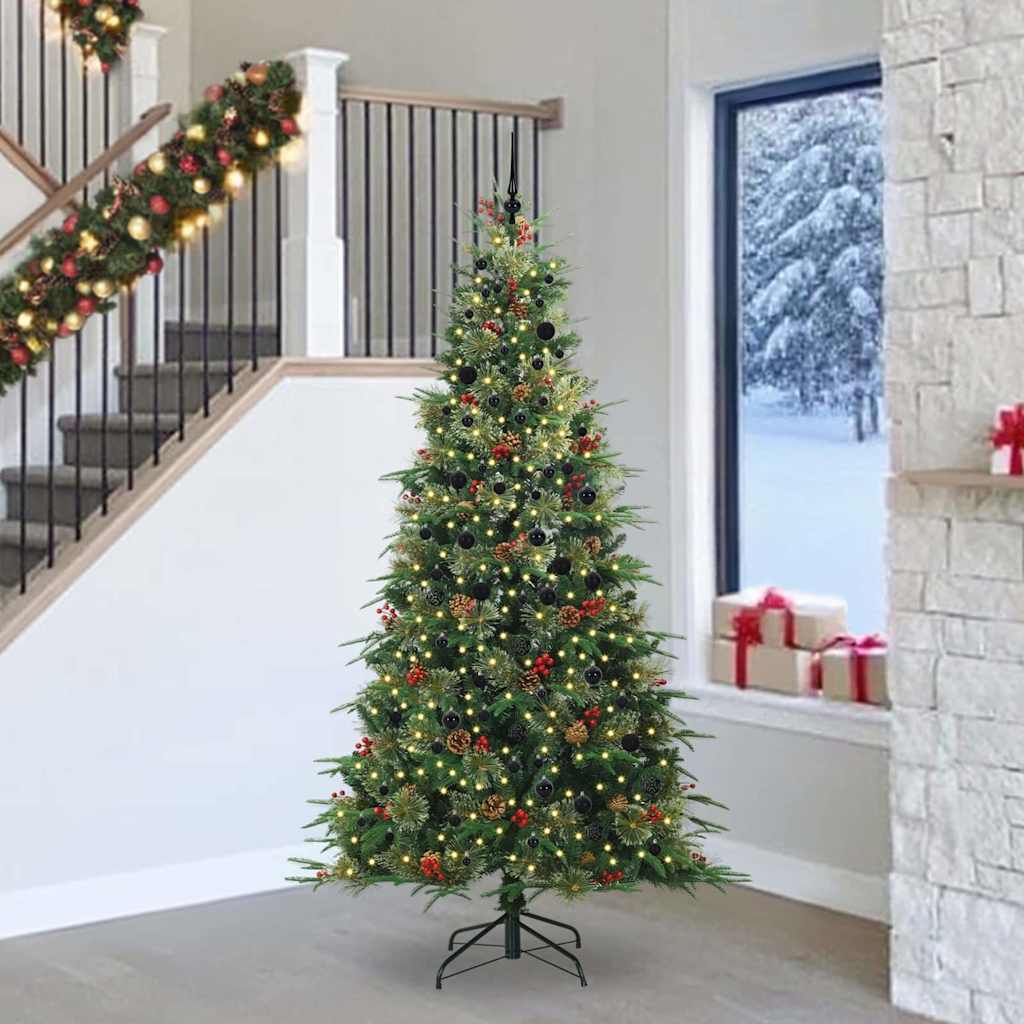 vidaXL Künstlicher klappbarer Weihnachtsbaum Grün 240 cm PE und PVC
