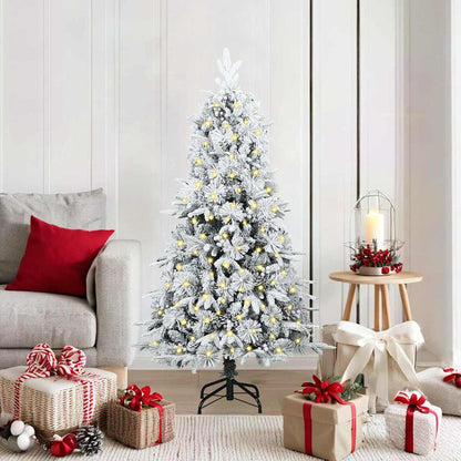 vidaXL Künstlicher klappbarer Weihnachtsbaum Weiß 150 cm PE und PVC