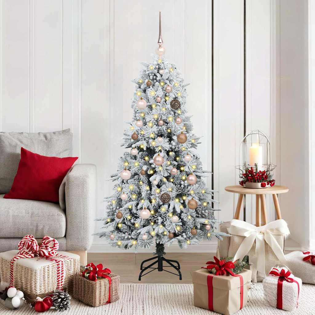 vidaXL Künstlicher klappbarer Weihnachtsbaum Weiß 150 cm PE und PVC