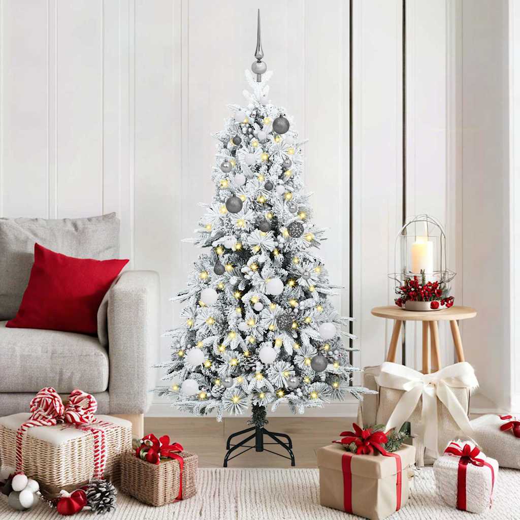 vidaXL Künstlicher klappbarer Weihnachtsbaum Weiß 150 cm PE und PVC