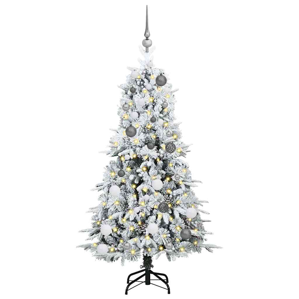 vidaXL Künstlicher klappbarer Weihnachtsbaum Weiß 150 cm PE und PVC