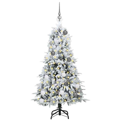 vidaXL Künstlicher klappbarer Weihnachtsbaum Weiß 150 cm PE und PVC